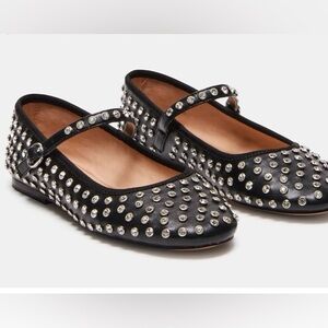 NIB Steve Madden Vinetta Rhinestones Black Mary Jane Flats Sz 8.5 On Trend